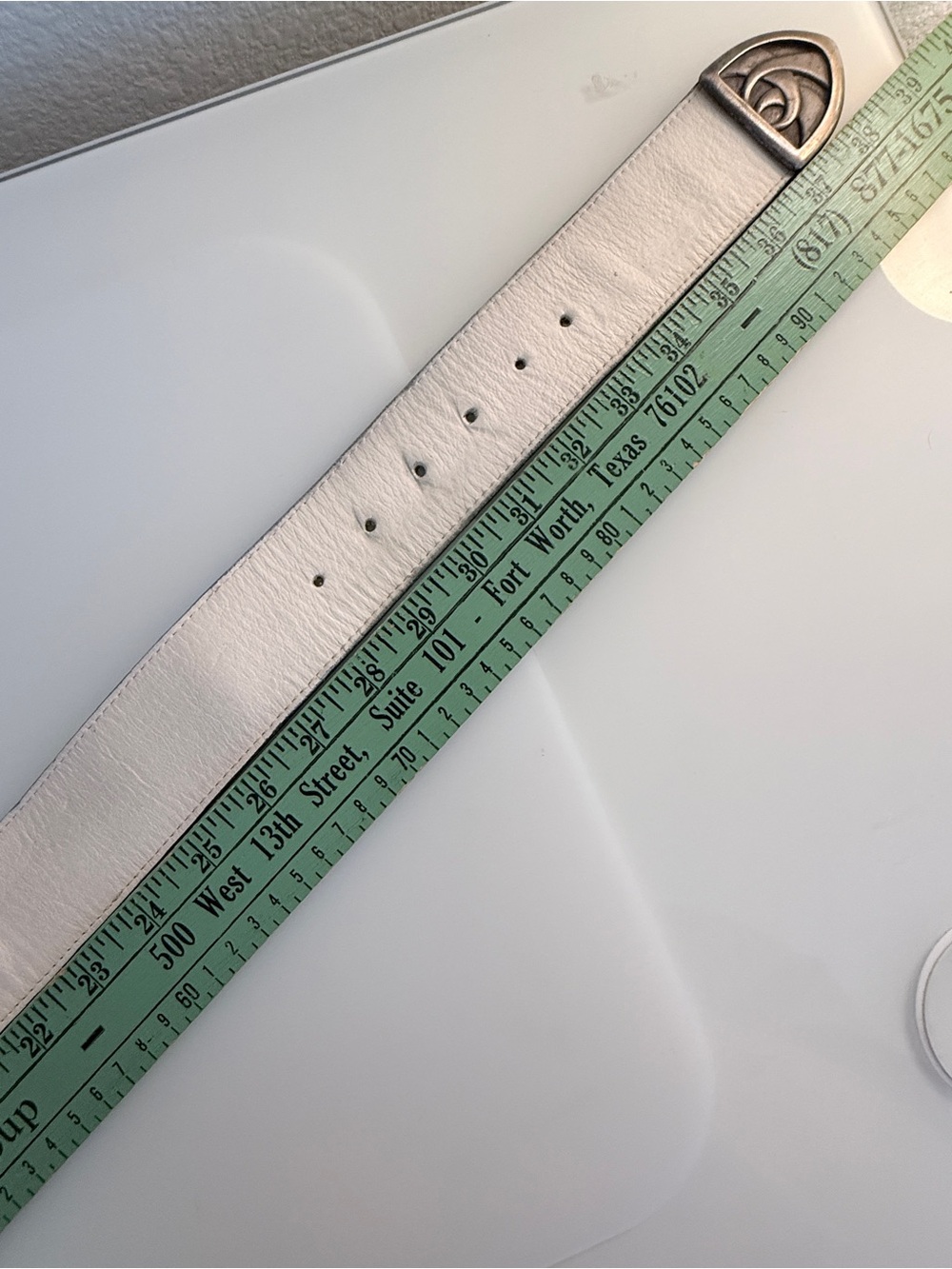 Streets Ahead White Leather Western Concho Belt | Made in USA | Size M - Picture 7 of 8